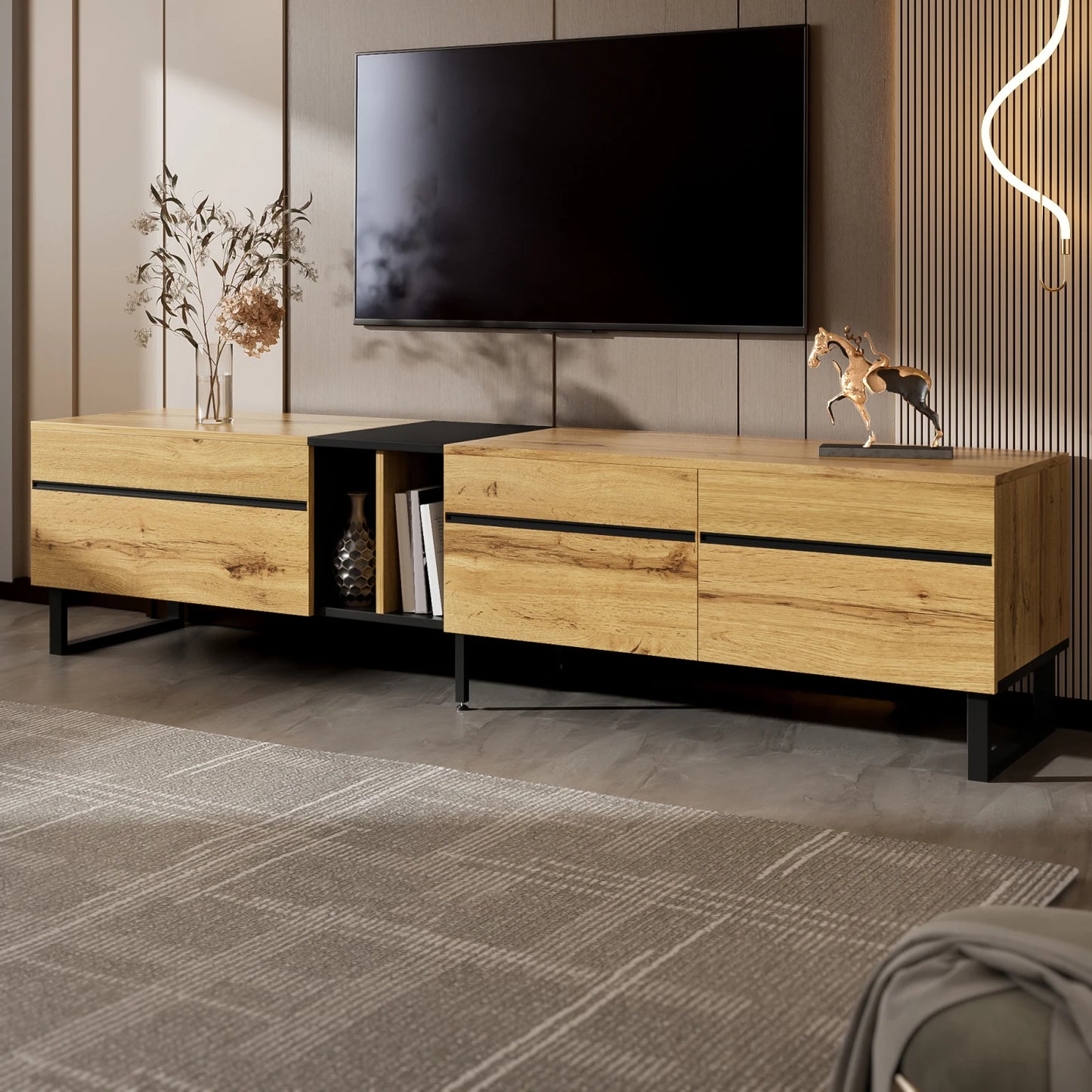 Low TV unit 180 cm with storage space - Sonera