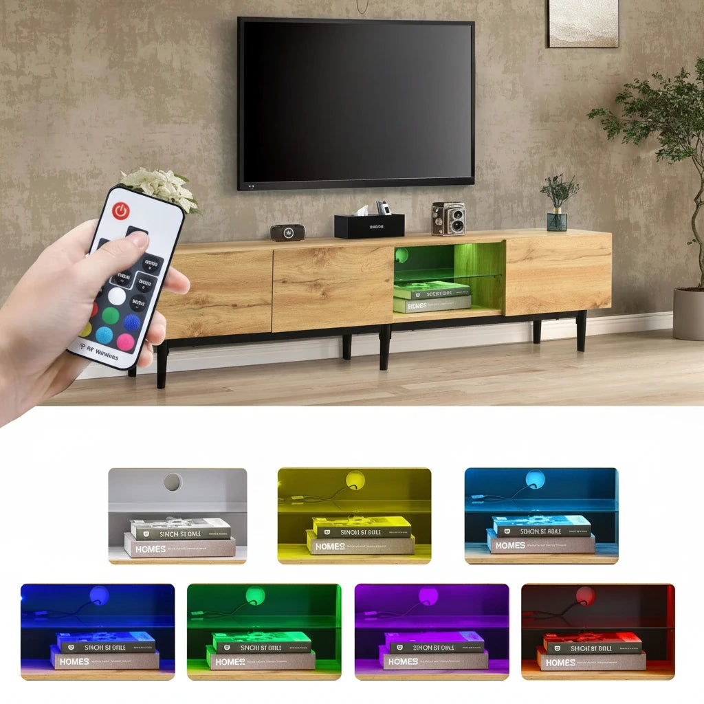 Meuble TV moderne à LED avec 3 portes