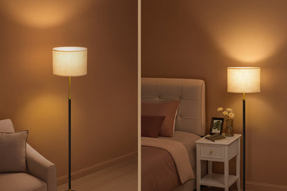 Height-adjustable floor lamp with fabric shade