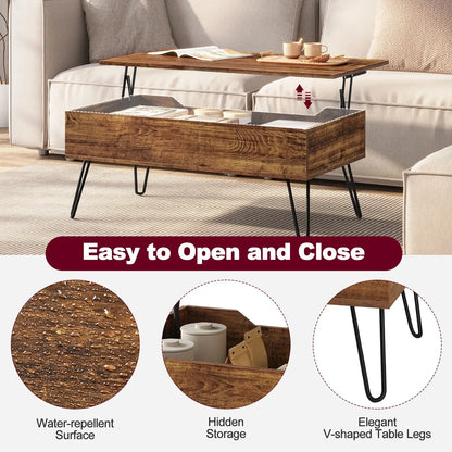Table basse relevable avec rangement intégré