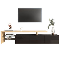 Meuble TV LED avec tiroirs et étagères en verre