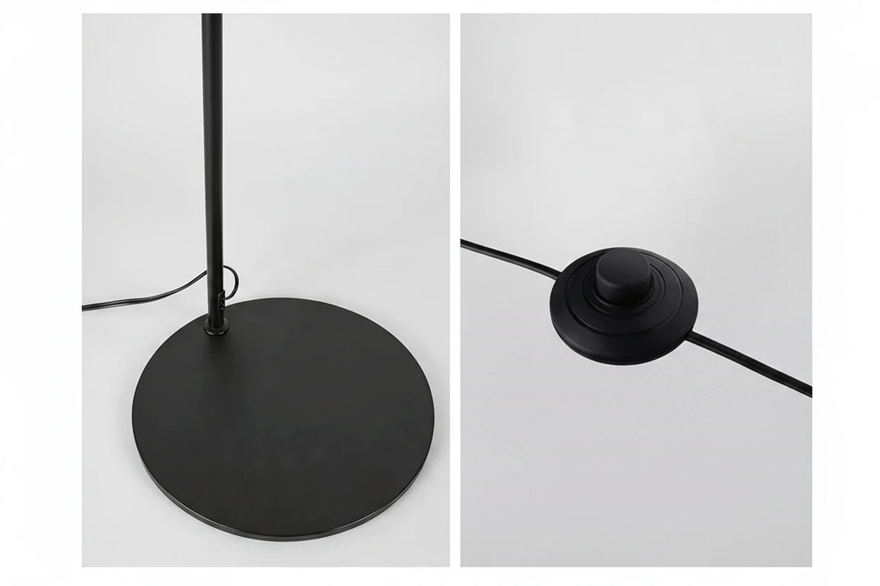 Lampadaire arqué noir à LED dimmables