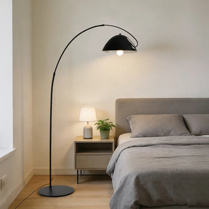 Lampadaire arqué noir à LED dimmables