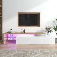 Meuble TV LED avec tiroirs et étagères en verre