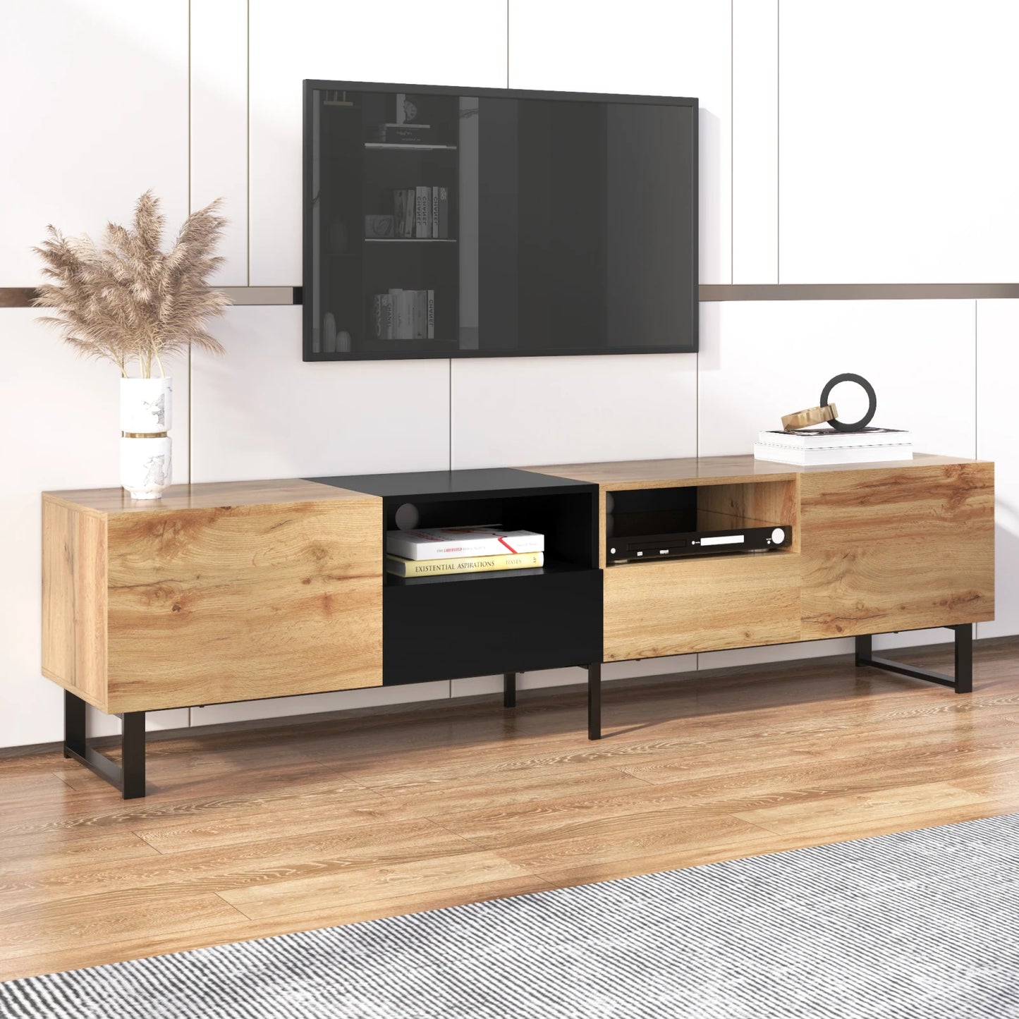 TV stand with storage compartments and drawers. 190x48x38cm - Sonera