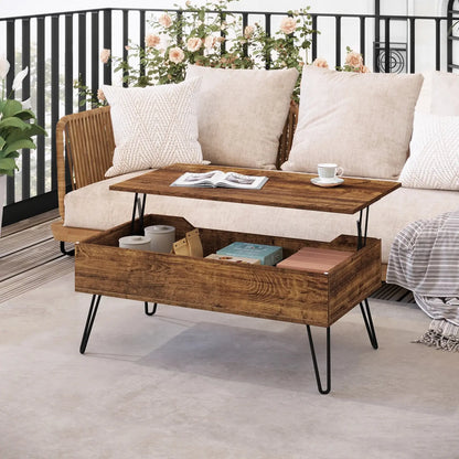 Table basse relevable avec rangement intégré