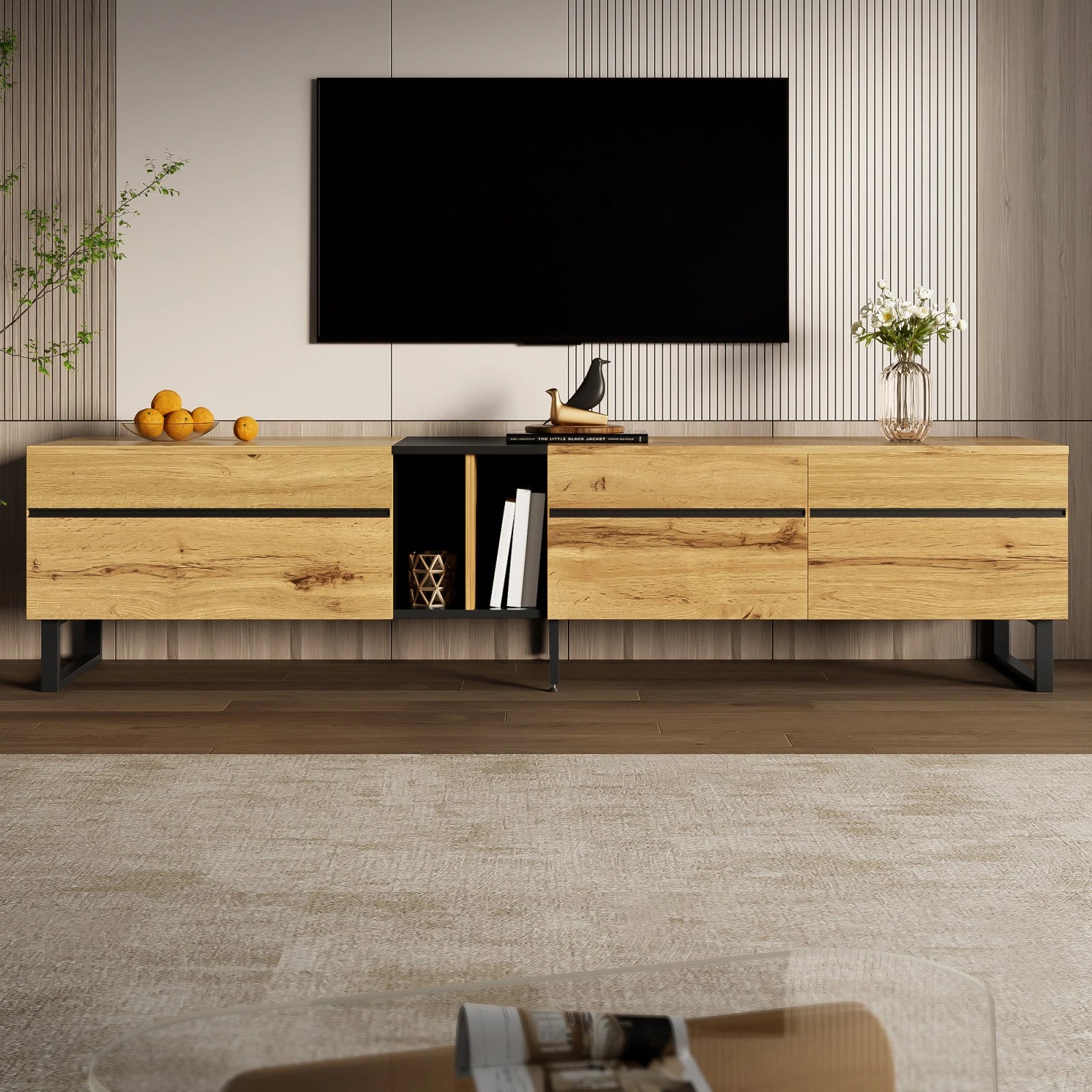 Low TV unit 180 cm with storage space - Sonera