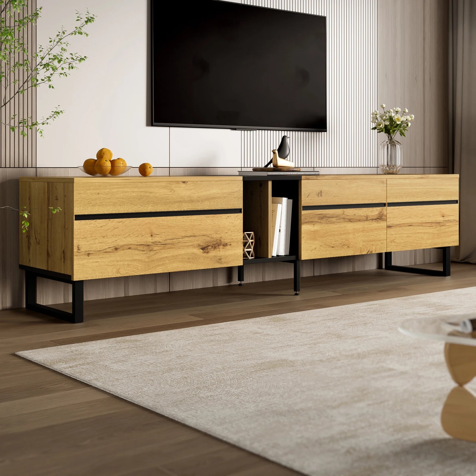 Low TV unit 180 cm with storage space - Sonera