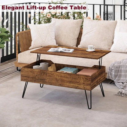 Table basse relevable avec rangement intégré