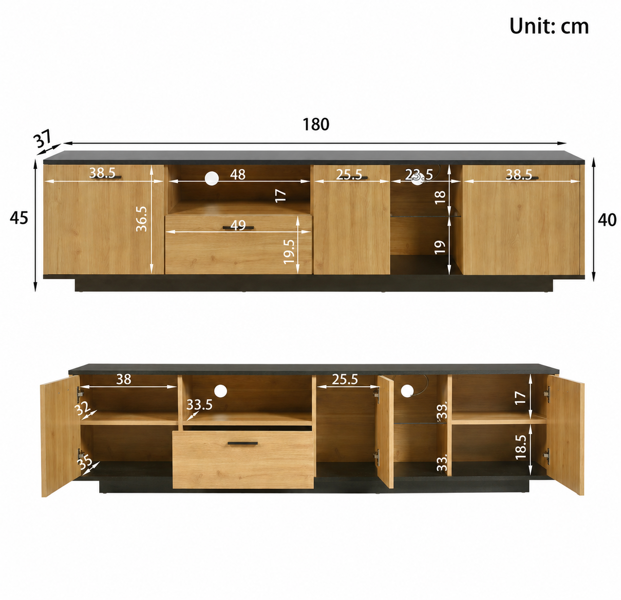 Meuble TV avec éclairage LED