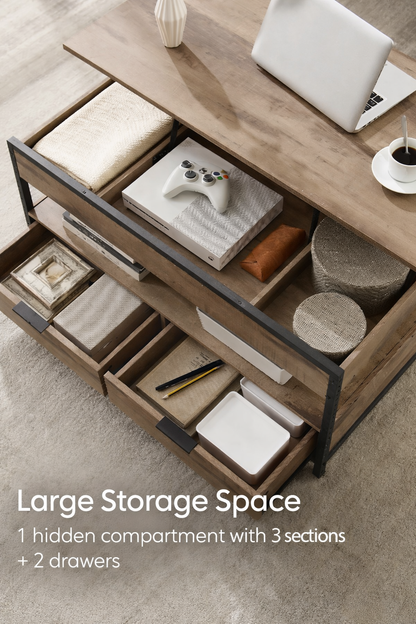 Lift-top coffee table with storage drawers - Sonera