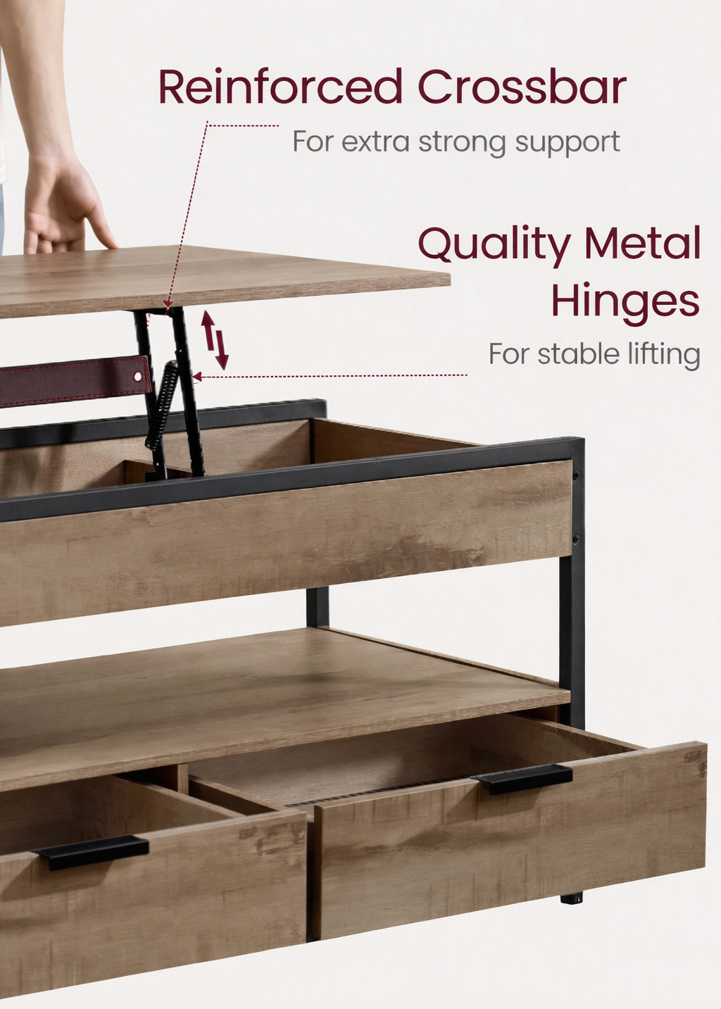 Lift-top coffee table with storage drawers - Sonera