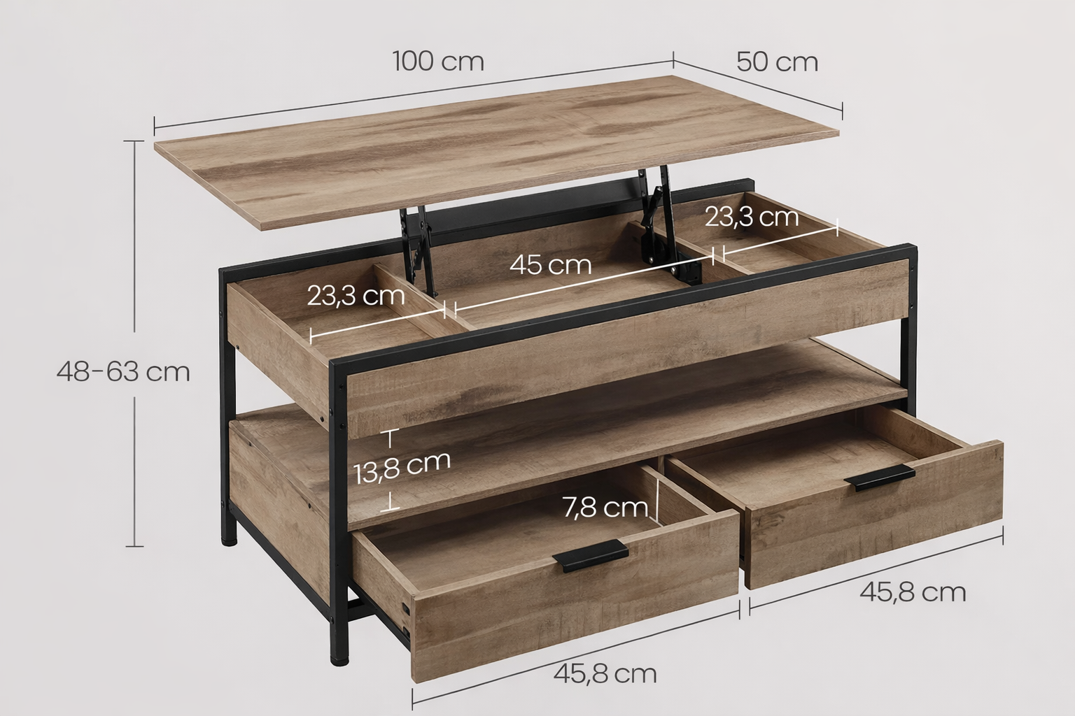 Lift-top coffee table with storage drawers - Sonera