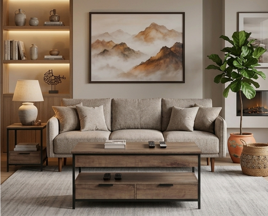 Table basse relevable moderne avec rangement