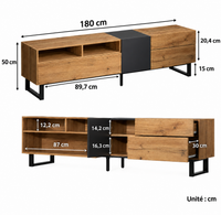 Meuble TV design 180 cm avec rangements