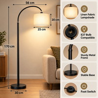 Lampadaire d'angle avec abat-jour en lin