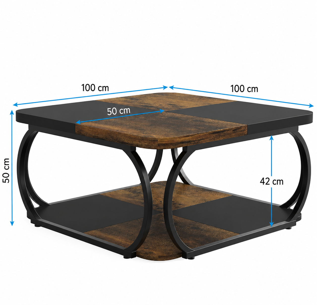 Table basse moderne à 2 plateaux avec rangement