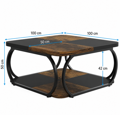 Table basse moderne à 2 plateaux avec rangement