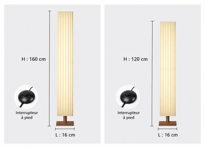 Lampadaire en bois avec un abat-jour en tissu tressé