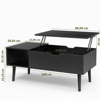 Mesa de centro elevable con estante de almacenamiento