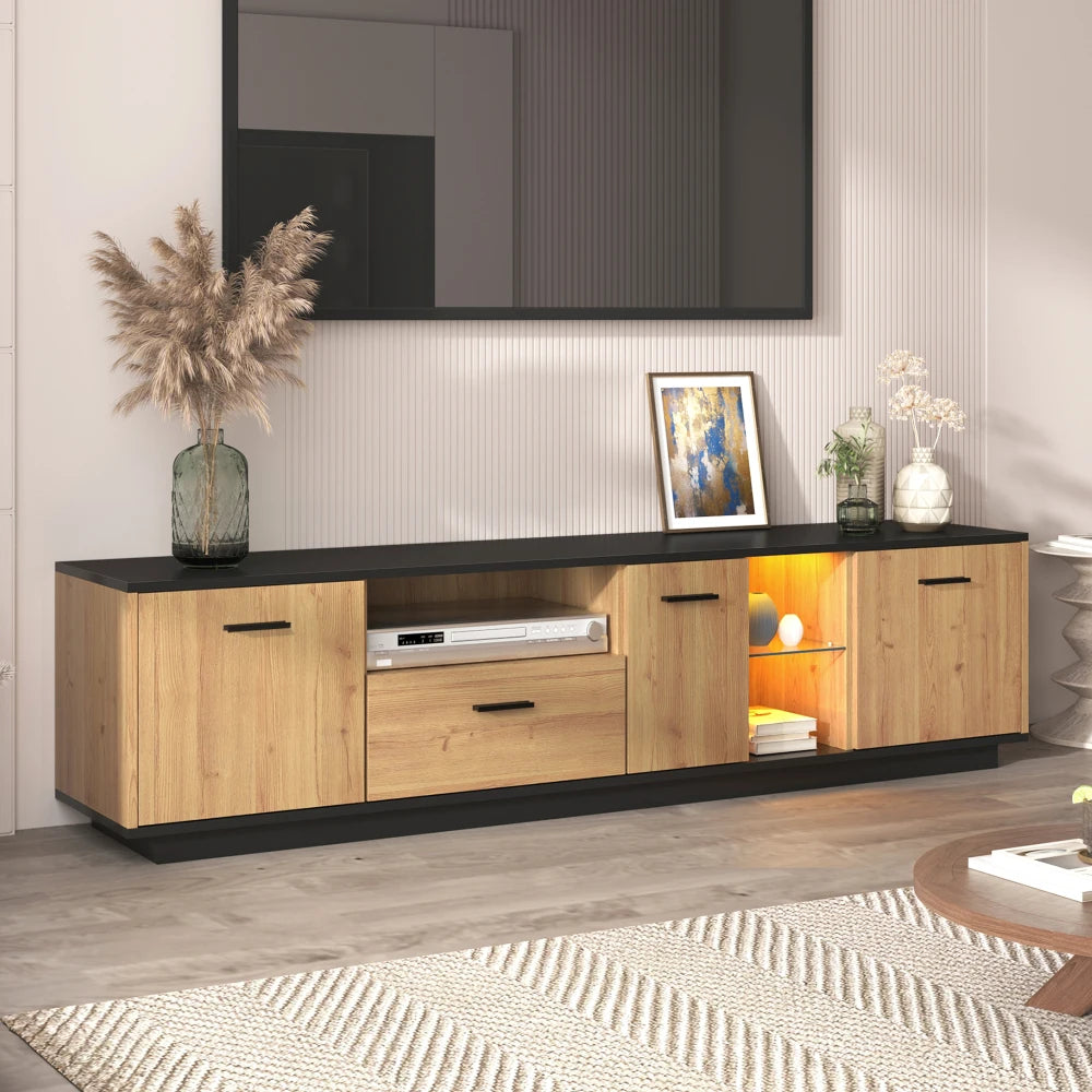 TV stand with compartments and LED lighting - Sonera