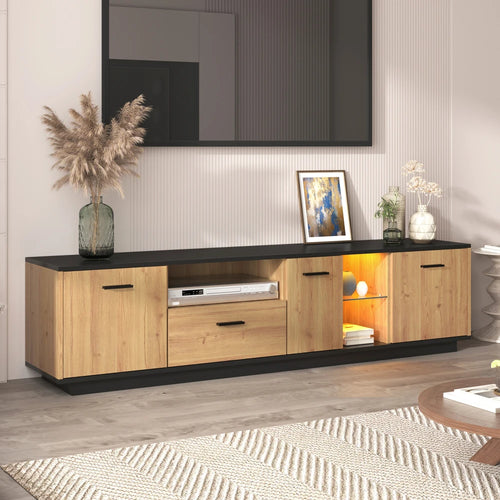 TV stand with compartments and LED lighting - Sonera