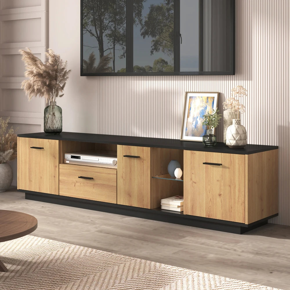 TV stand with compartments and LED lighting - Sonera