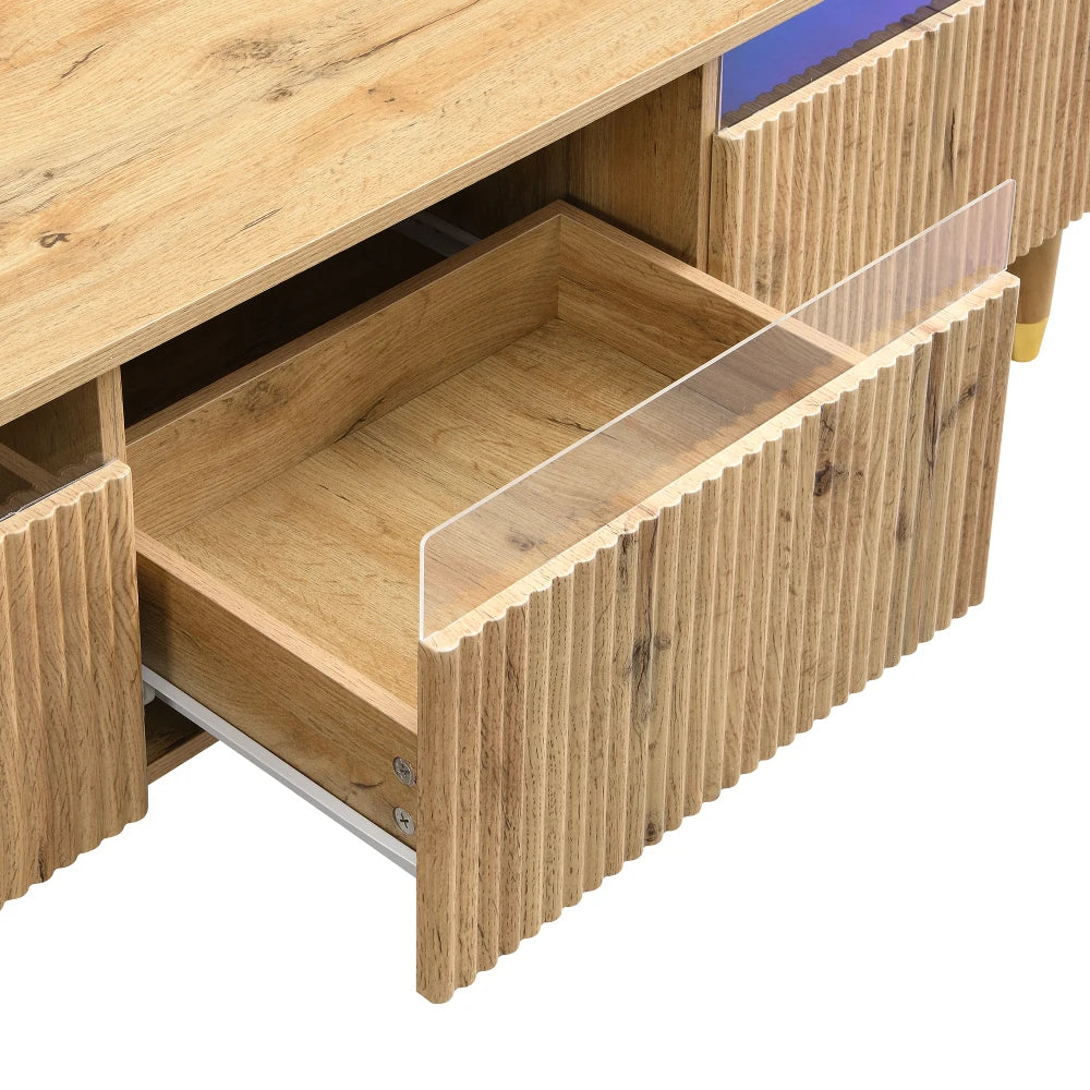 Meuble TV moderne en bois avec espace de rangement et 4 tiroirs