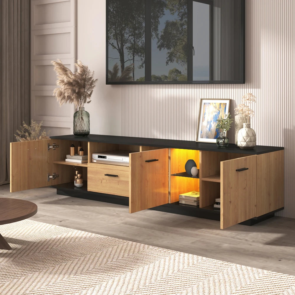 TV stand with compartments and LED lighting - Sonera