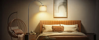 Lampadaire d'angle avec abat-jour en lin