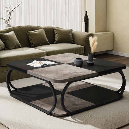Table basse moderne à 2 plateaux avec rangement
