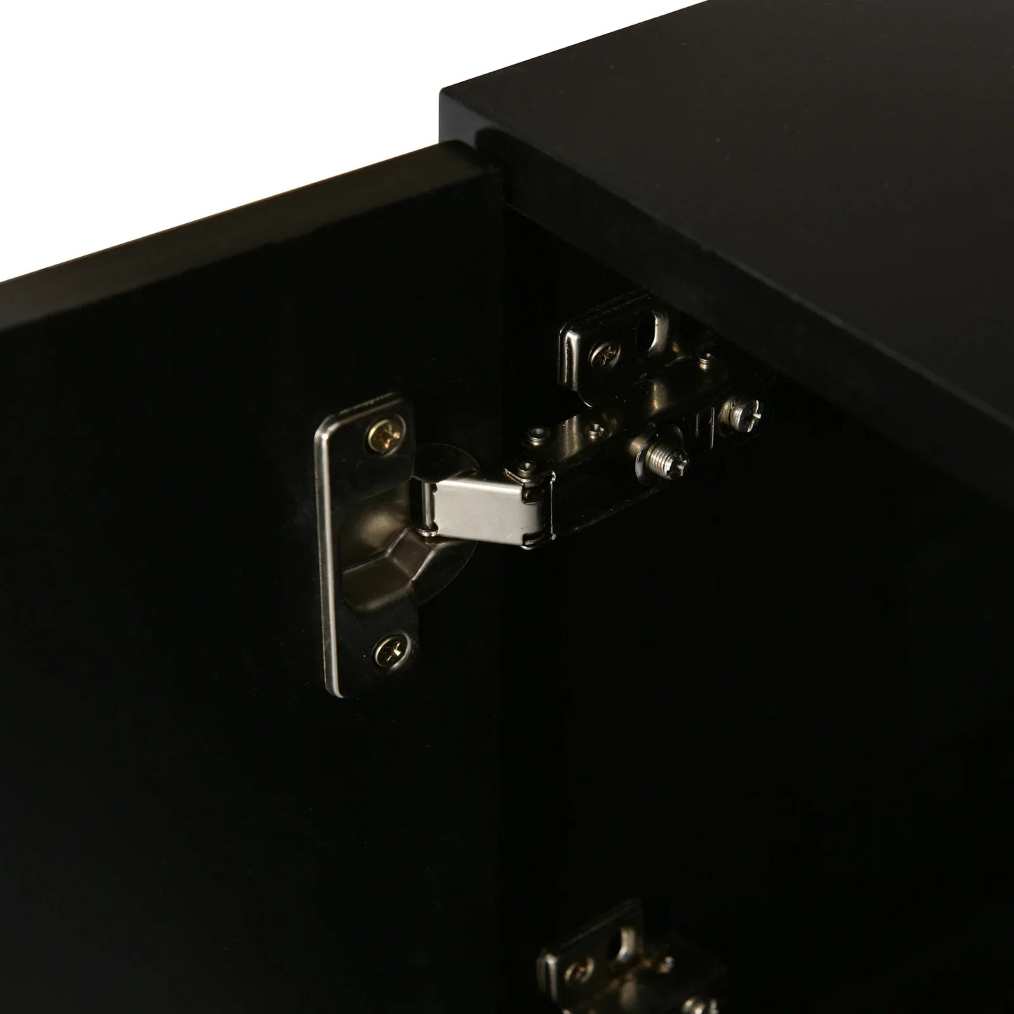 Meuble TV LED moderne avec 3 tiroirs et étagères en verre