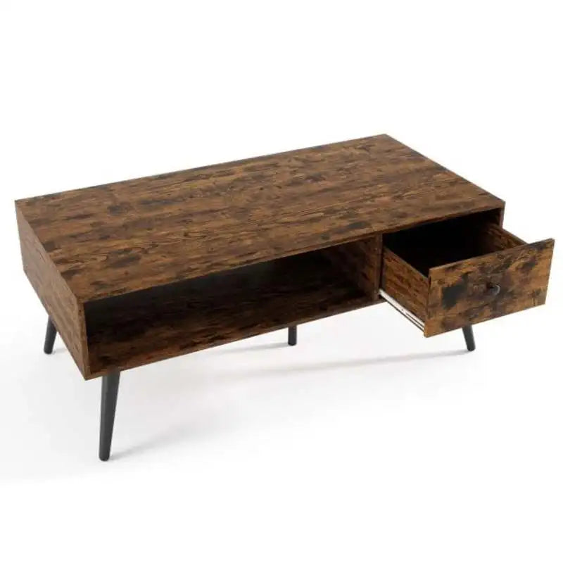 Table basse rectangulaire avec tiroir et étagère de rangement