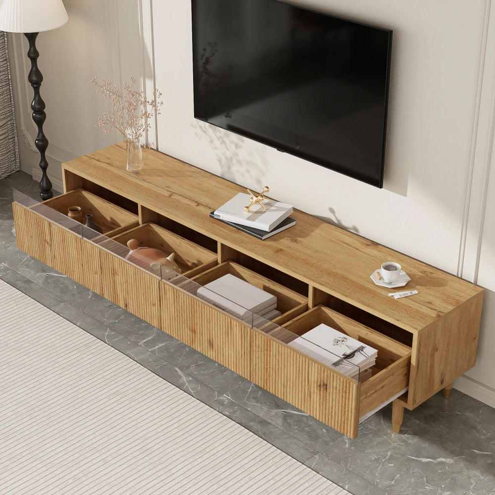 Meuble TV moderne en bois avec espace de rangement et 4 tiroirs