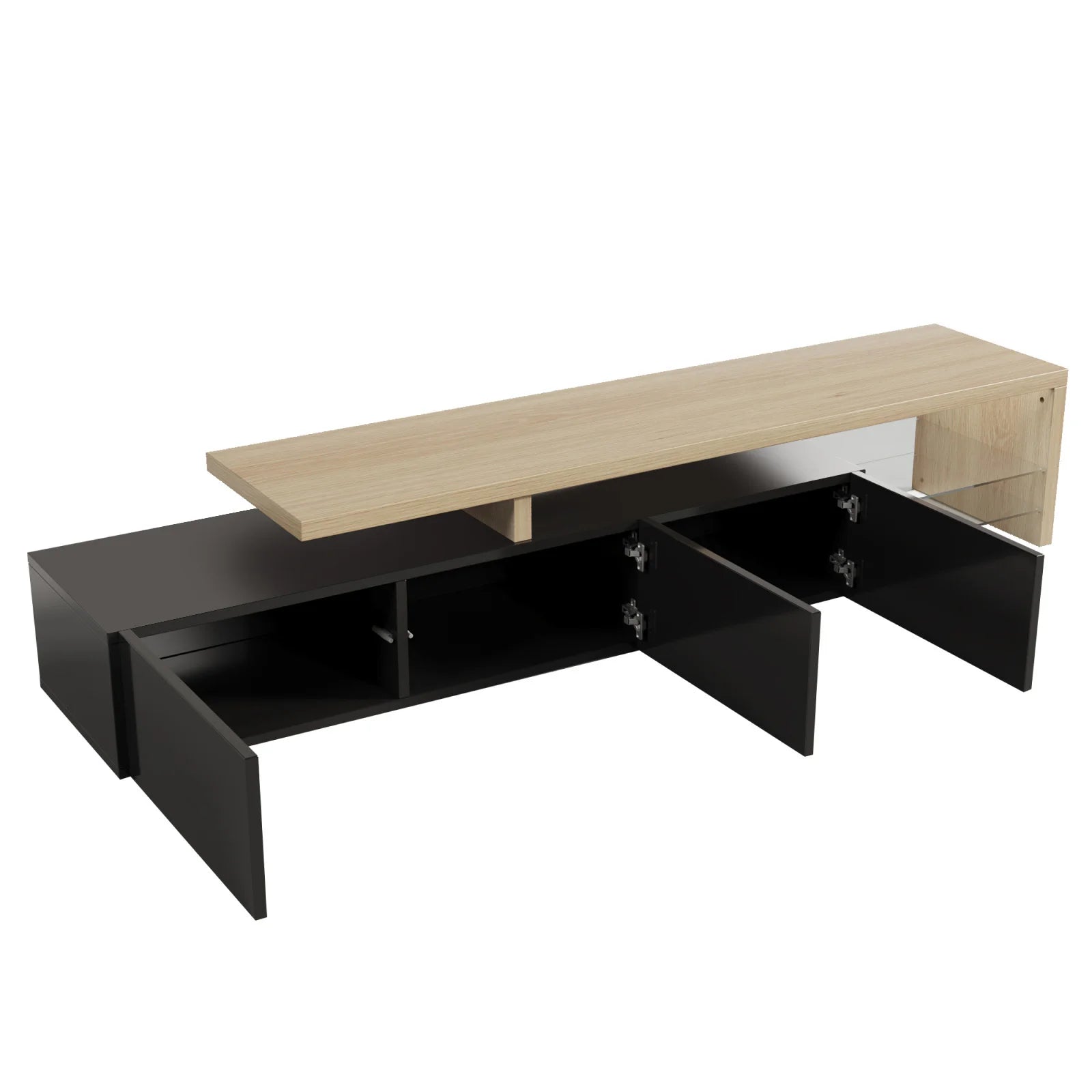 TV stand for living room, with storage and LED lighting - Sonera