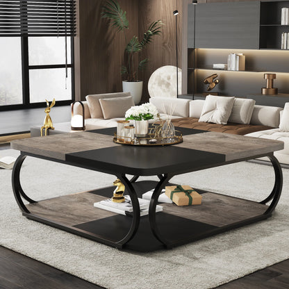 Table basse moderne à 2 plateaux avec rangement