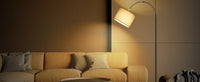 Lampadaire d'angle avec abat-jour en lin