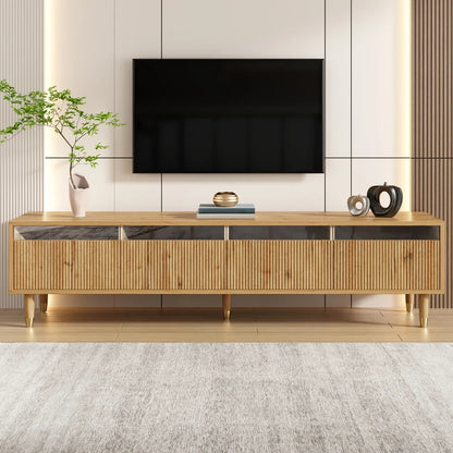 Meuble TV moderne en bois avec espace de rangement et 4 tiroirs
