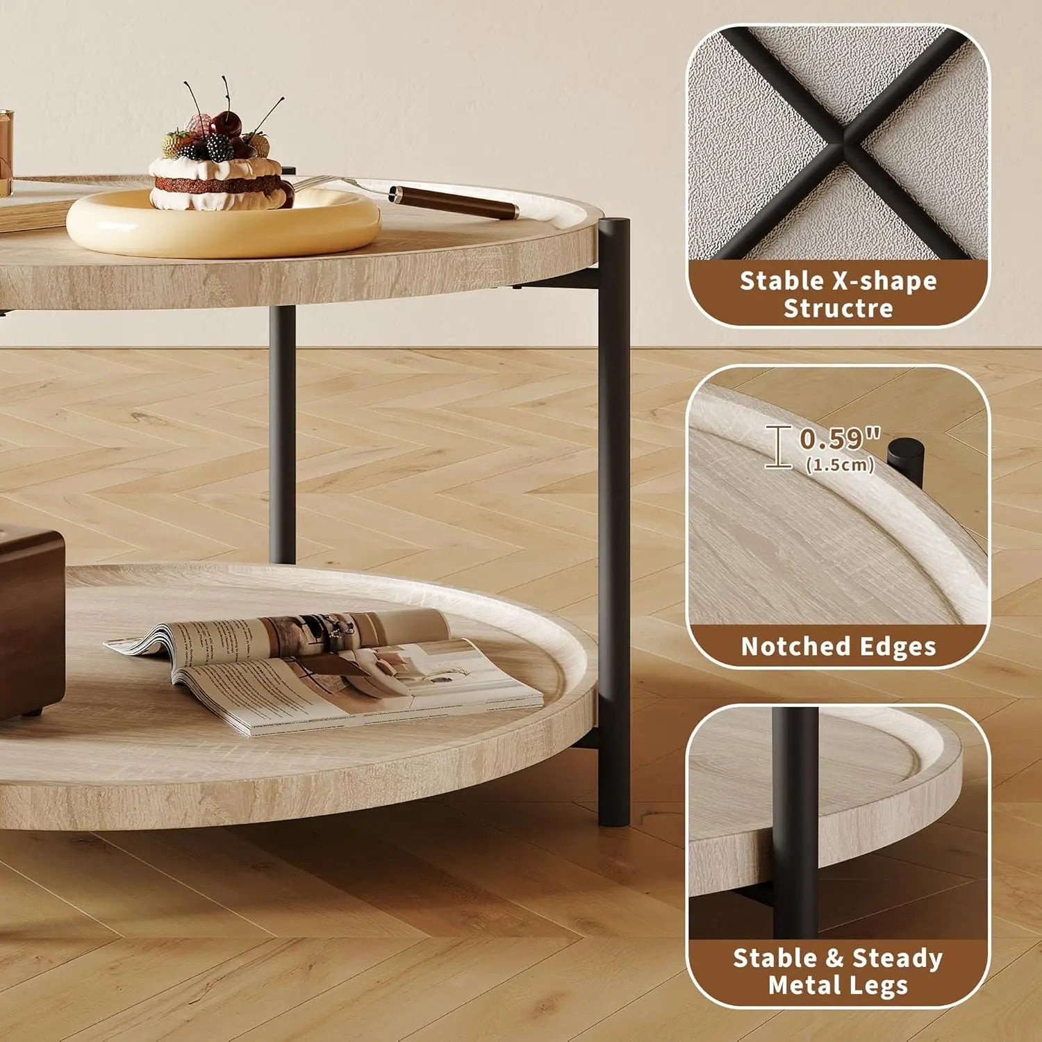 Round coffee table with two levels - Sonera