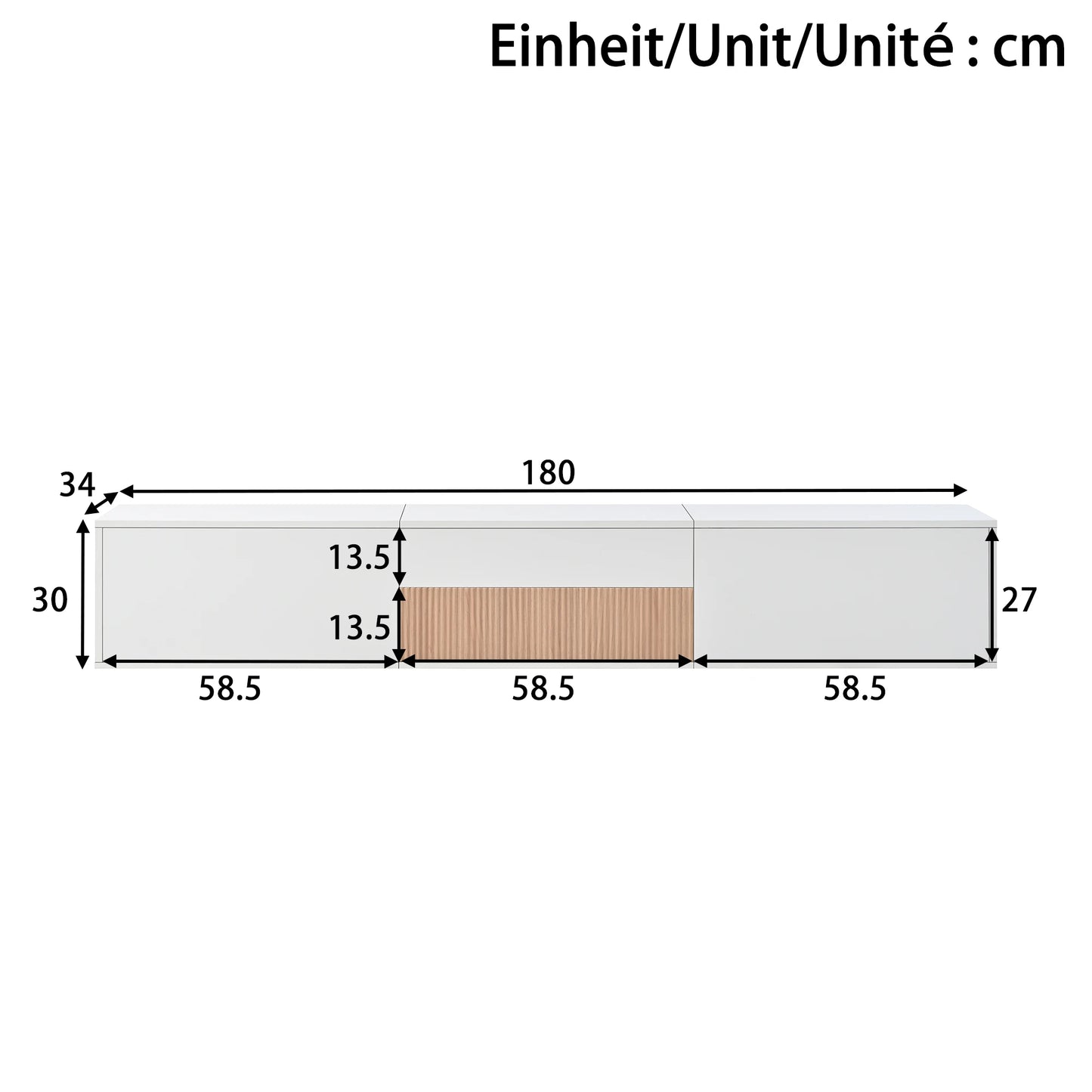 Modern TV stand. 180 x 34 x 30 cm (L x W x H) - Sonera