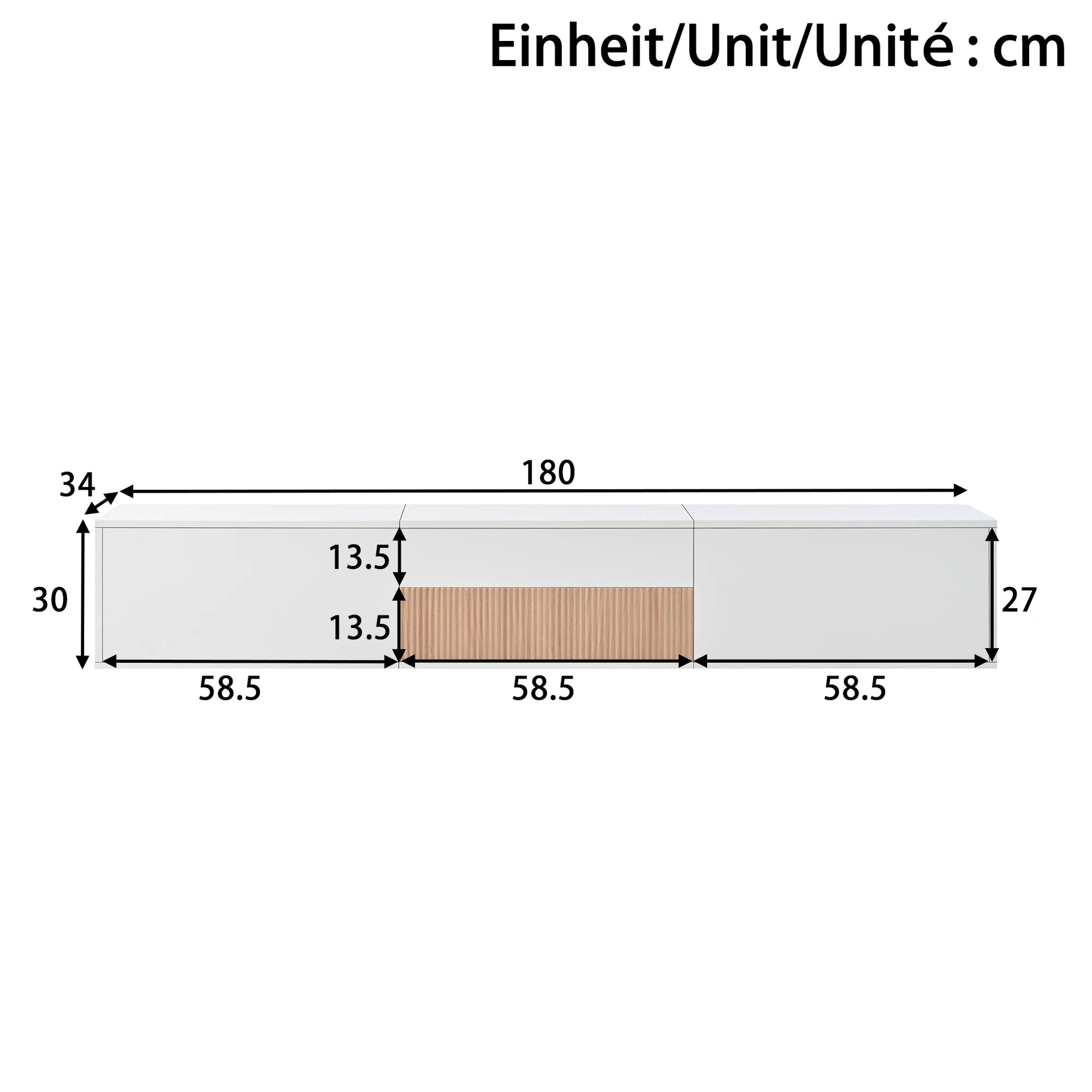 Modern TV stand. 180 x 34 x 30 cm (L x W x H) - Sonera