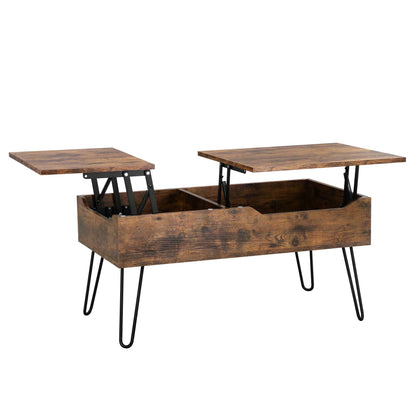Table basse relevable avec double plateau et rangement