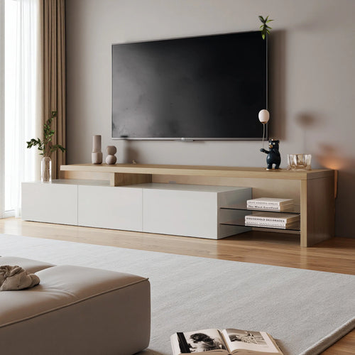 TV stand for living room, with storage and LED lighting - Sonera