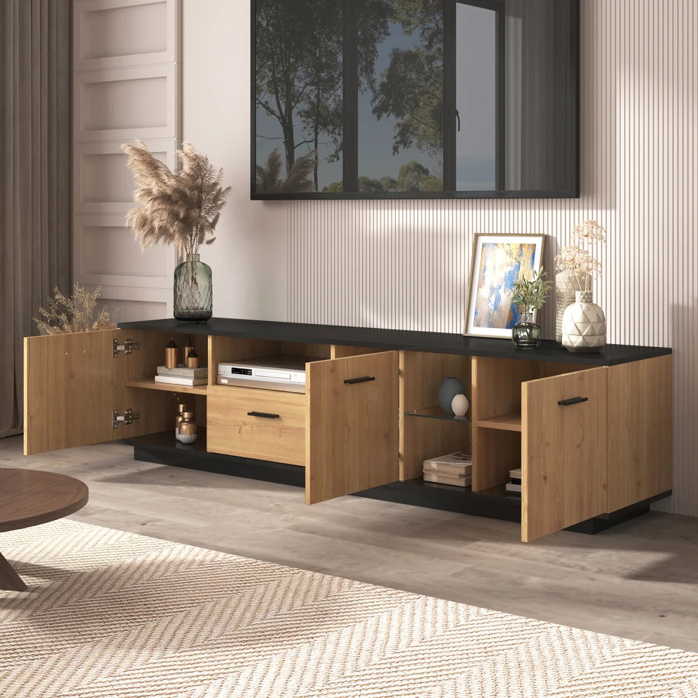 TV stand with compartments and LED lighting - Sonera