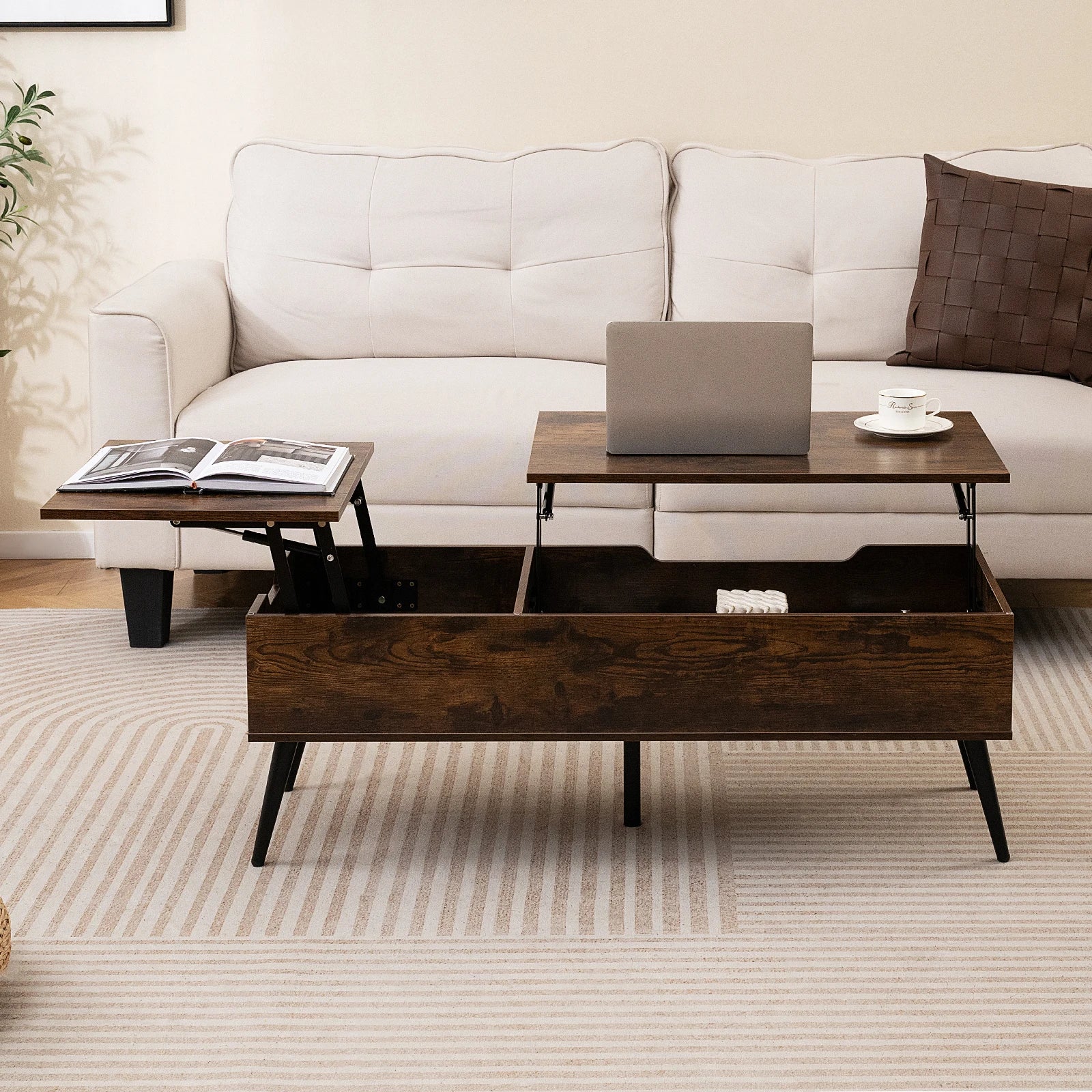 Height-adjustable wooden coffee table - Sonera