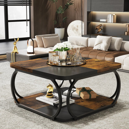 Table basse moderne à 2 plateaux avec rangement