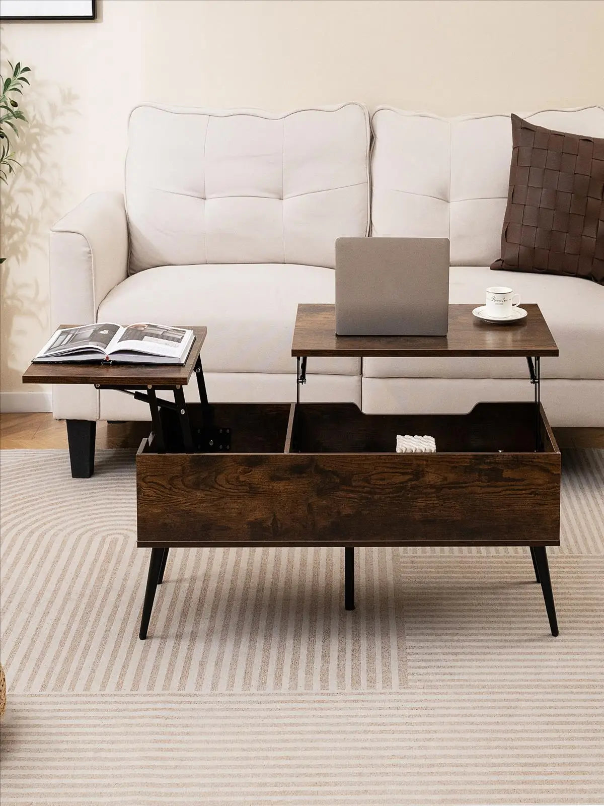 Height-adjustable wooden coffee table - Sonera
