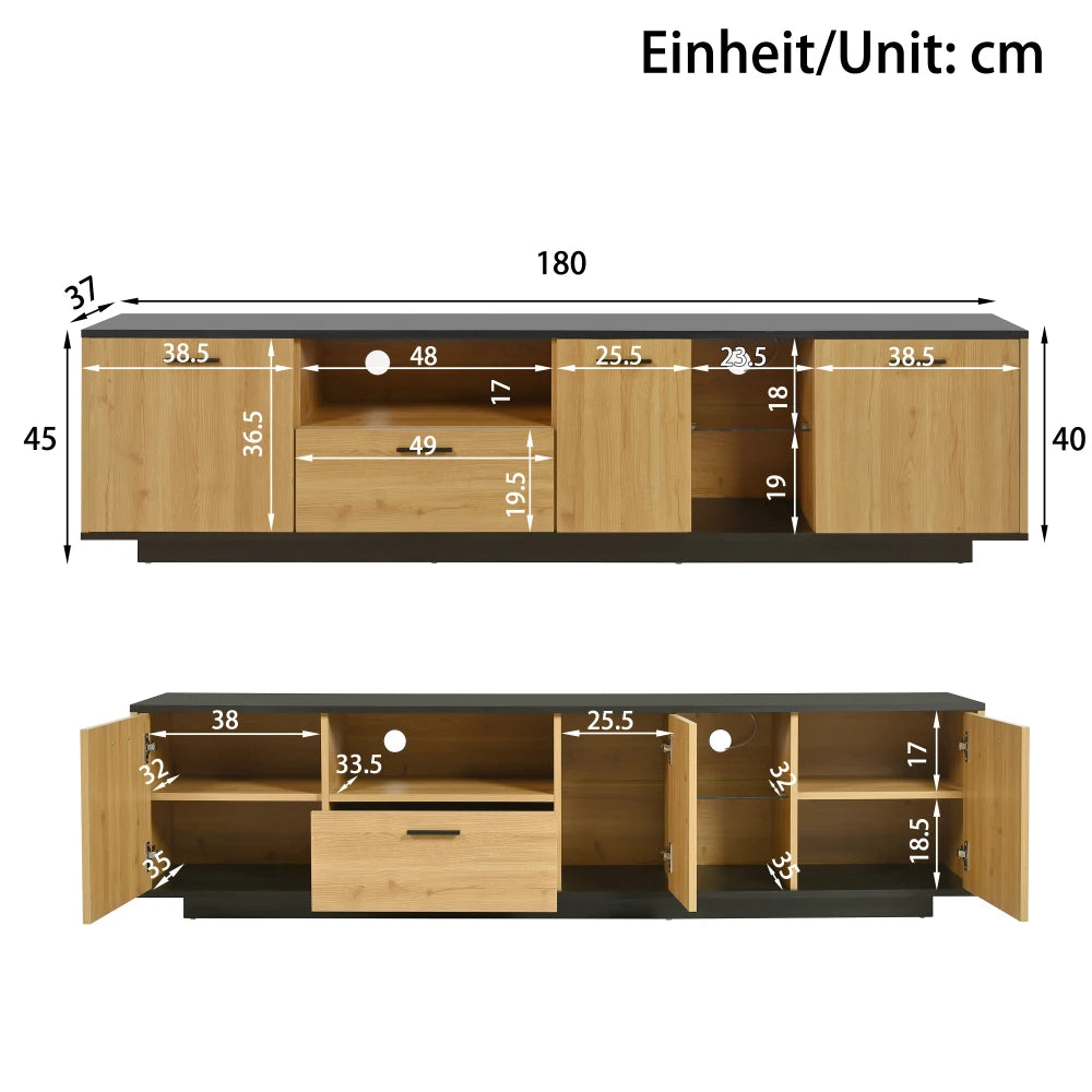 TV stand with compartments and LED lighting - Sonera