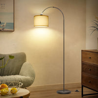 Lampadaire d'angle avec abat-jour en lin