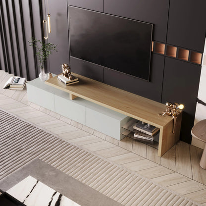 TV stand for living room, with storage and LED lighting - Sonera